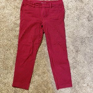 Size 10 pixie pants, pink and maroon plaid